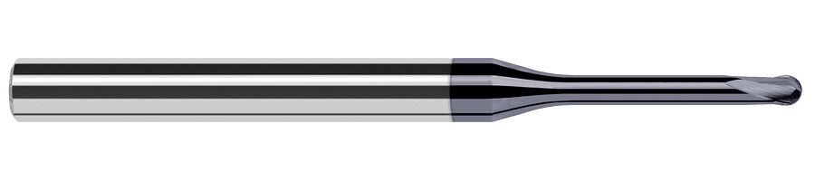 Picture of Harvey Tool 32078-C6 .078 Dia Ball Hard Mill, 8x RCH, 2 FL End Mill Standard Flute Standard Helix Carbide AlTiN Single End Ball NoseBall